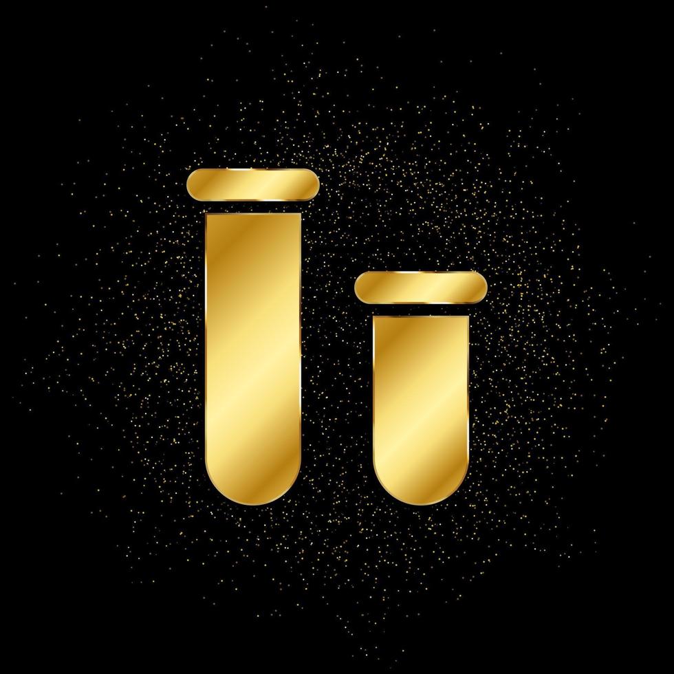 laboratorium glaswerk goud icoon. vector illustratie van gouden deeltje achtergrond. geïsoleerd vector teken symbool - onderwijs icoon zwart achtergrond .