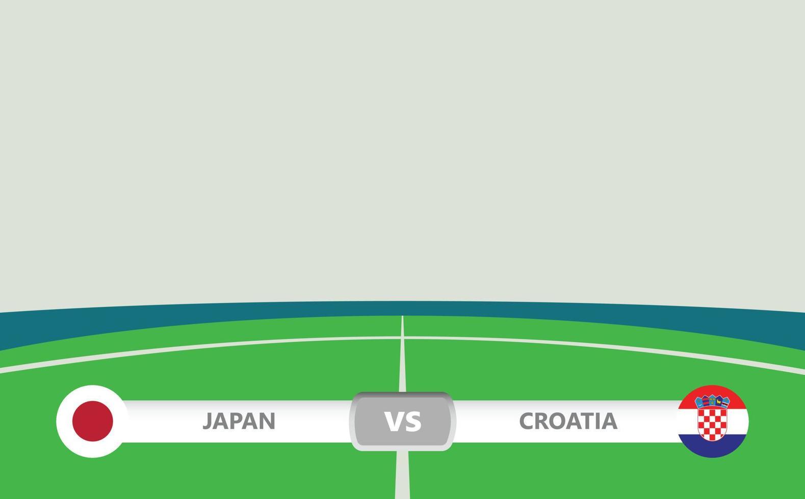 vector bij elkaar passen voorbeeld met lager derde etiket binnen Amerikaans voetbal stadion achtergrond. Japan vs Kroatië.