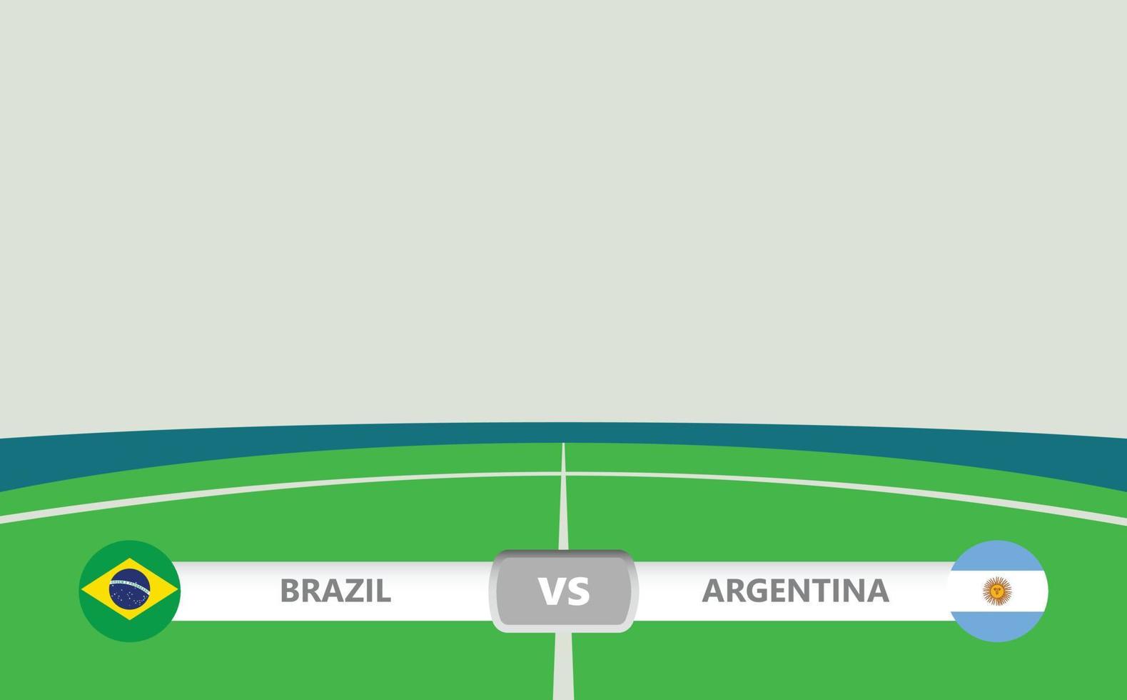 vector bij elkaar passen voorbeeld met lager derde etiket binnen Amerikaans voetbal stadion achtergrond. Brazilië vs Argentinië.