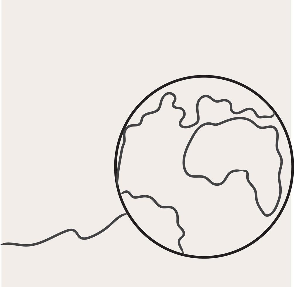 minimalistische wereld lijn kunst, gemakkelijk schetsen, wereldbol schets tekening, vector illustratie