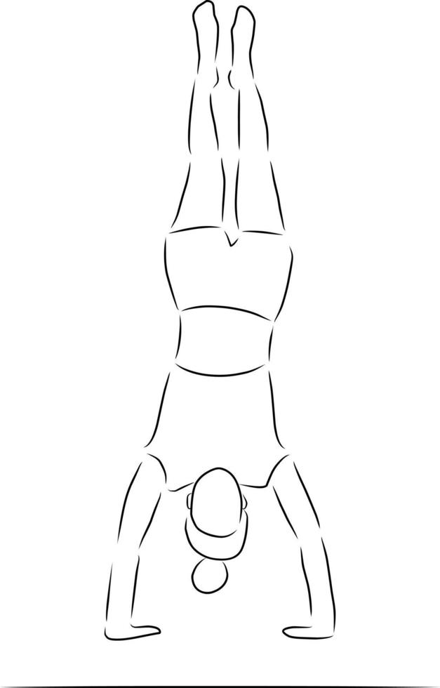 handstand, vector. hand- getrokken schetsen. vector