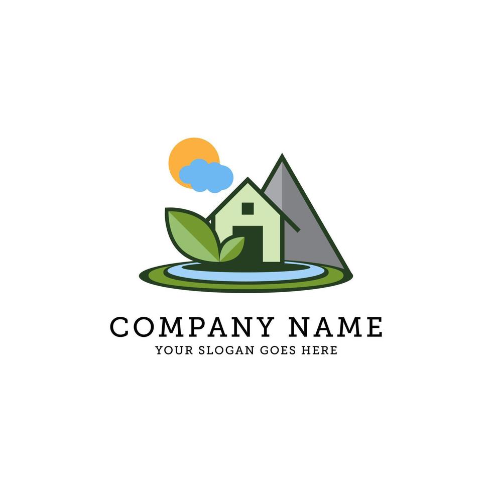 natuur landschap en milieu logo, eco groen vriendelijk leven creatief idee concept. vector illustratie.