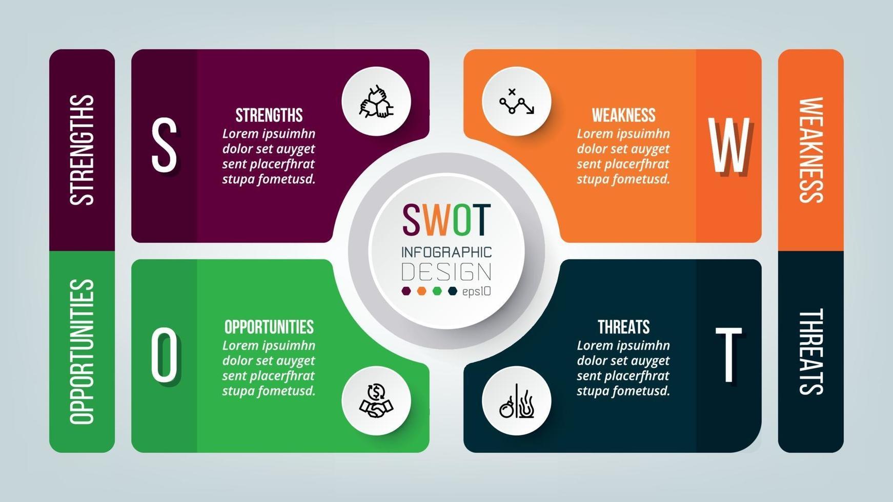 zakelijke swot infographic sjabloonontwerp. vector