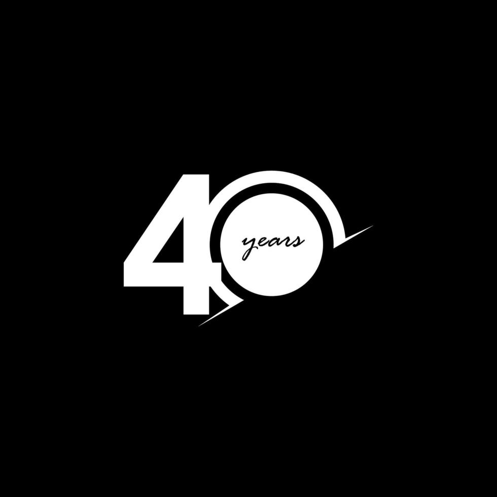 40 jaar verjaardag viering nummer witte en zwarte vector sjabloon ontwerp illustratie
