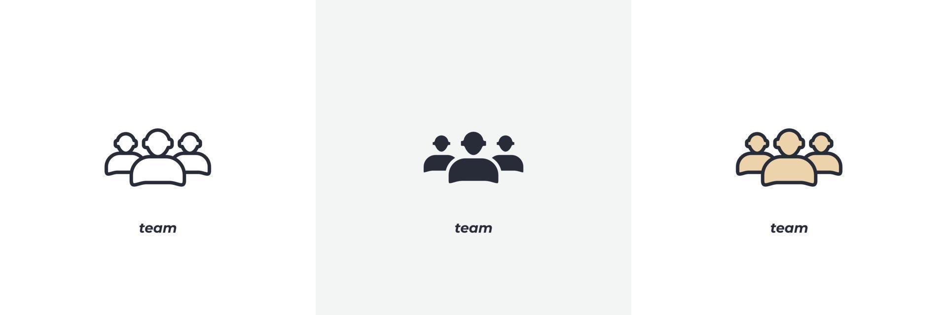 team icoon. lijn, solide en gevulde omtrek kleurrijke versie, omtrek en gevuld vectorteken. idee symbool, logo afbeelding. vectorafbeeldingen vector