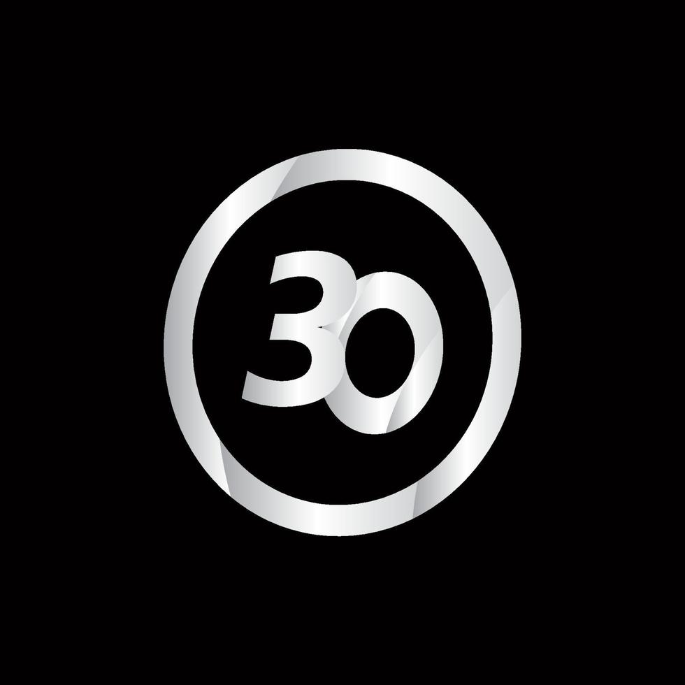 30 verjaardag viering cirkel zilver nummer vector sjabloon ontwerp illustratie