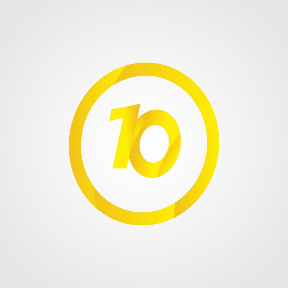10 verjaardag viering cirkel geel nummer vector sjabloon ontwerp illustratie