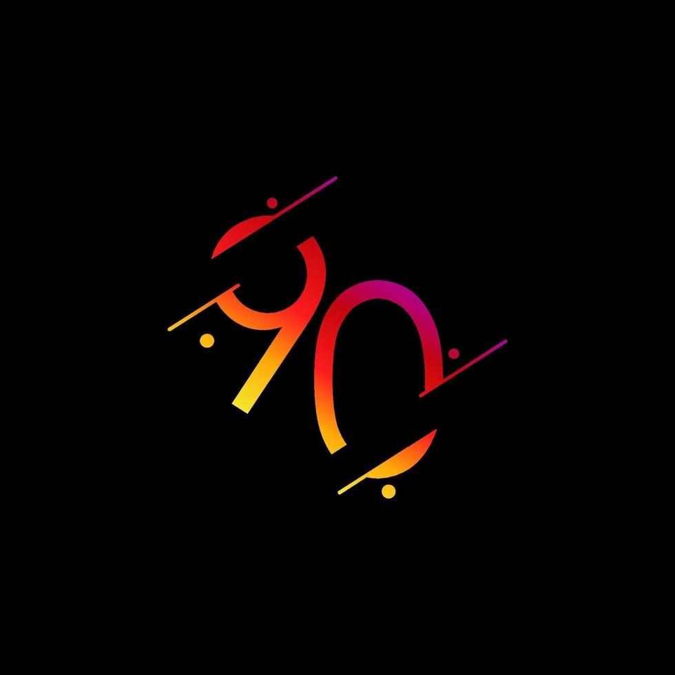 90 jaar verjaardag viering elegante nummer vector sjabloon ontwerp illustratie