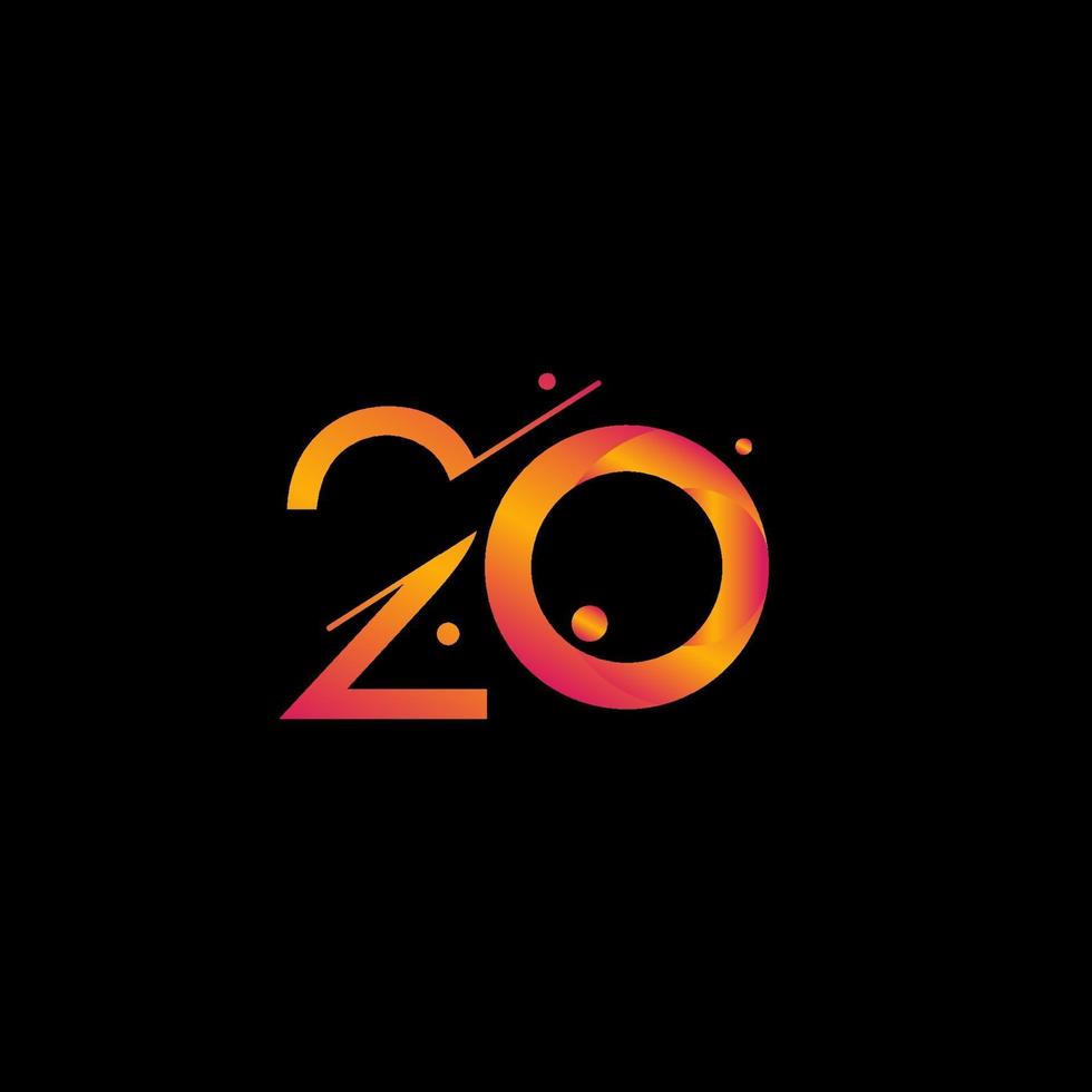 20 jaar verjaardag viering kleurovergang nummer vector sjabloon ontwerp illustratie