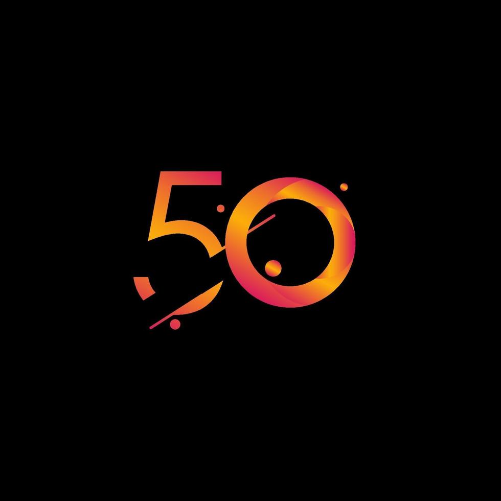 50 jaar verjaardag viering kleurovergang nummer vector sjabloon ontwerp illustratie
