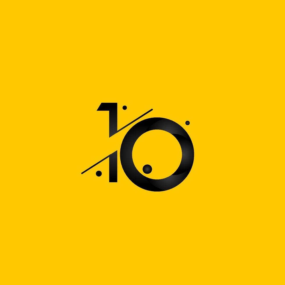 10 jaar verjaardag viering kleurovergang geel nummer vector sjabloon ontwerp illustratie