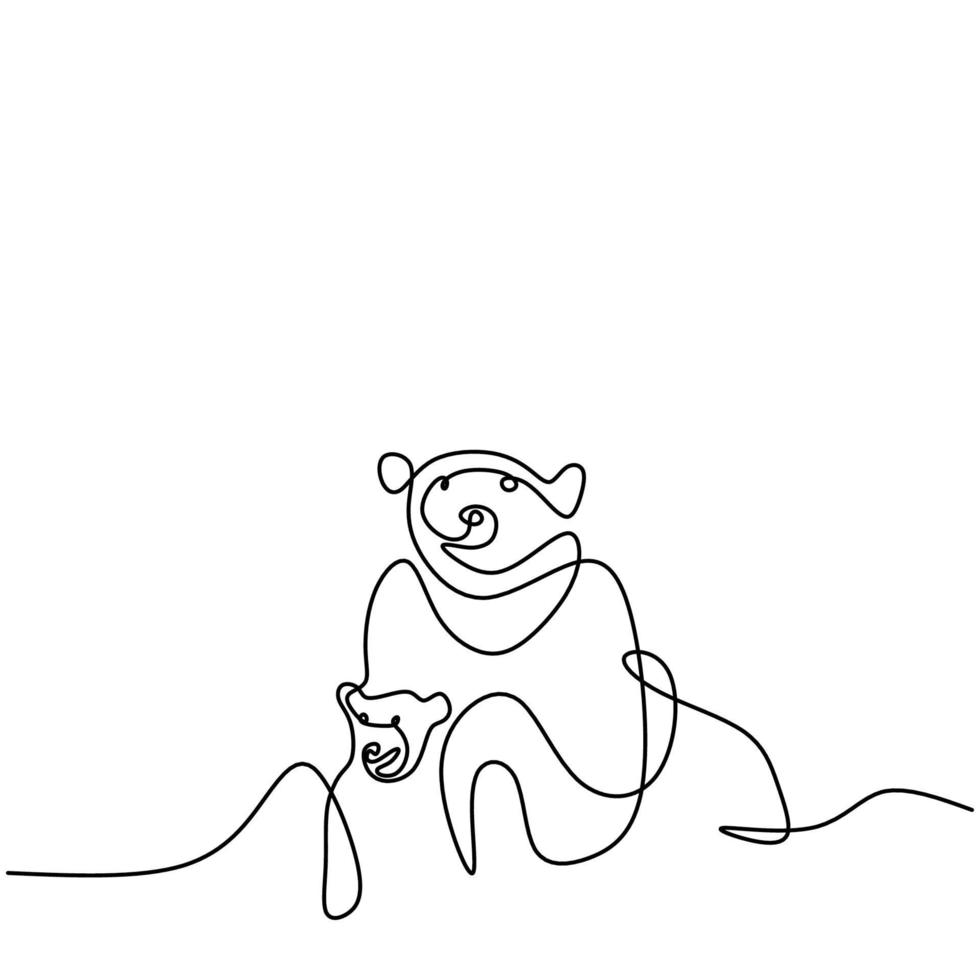 enkele doorlopende lijntekening van twee pandaberen in het ijsland. een reuzenpanda in het bos. winter wilde dieren mascotte concept hand getekend minimalisme stijl vectorillustratie. vector