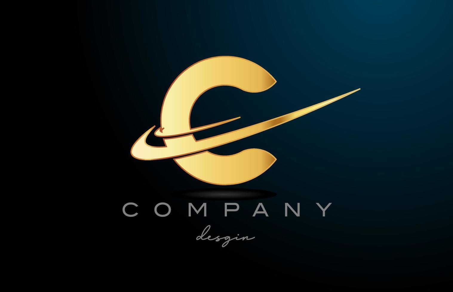 c alfabet brief logo met dubbele swoosh in goud gouden kleur. zakelijke creatief sjabloon ontwerp voor bedrijf vector