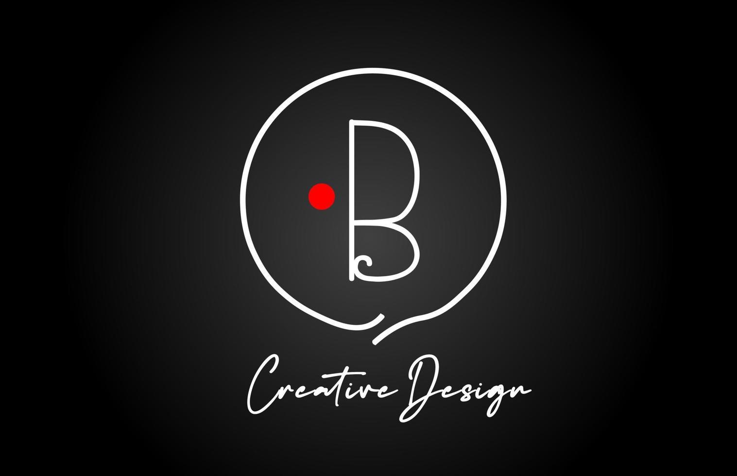 b alfabet brief logo icoon ontwerp met lijn rood punt en wijnoogst stijl. zwart en wit creatief sjabloon voor bedrijf en bedrijf vector