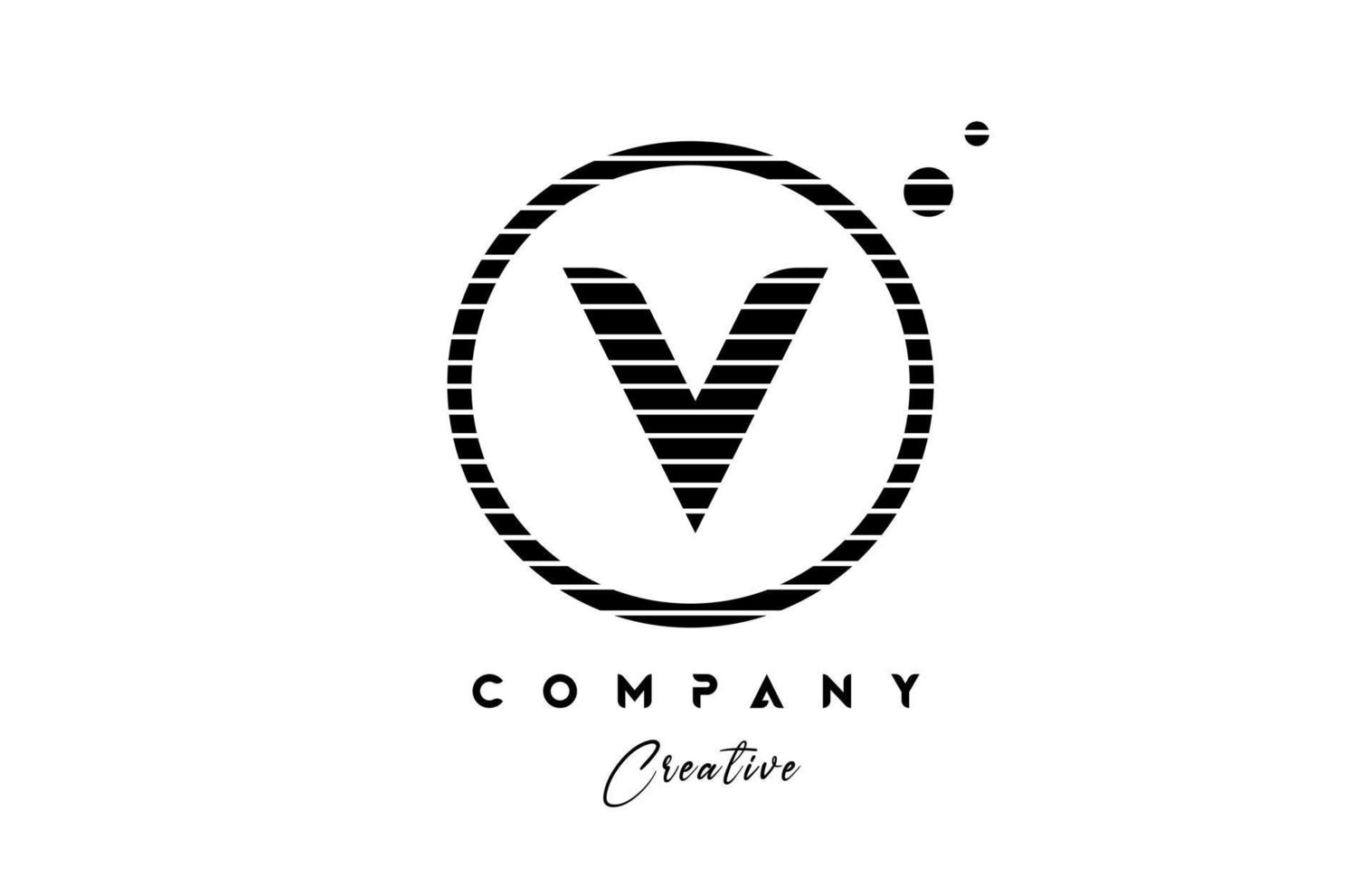 v alfabet brief logo icoon ontwerp met lijn streep en cirkel. zwart en wit creatief sjabloon voor bedrijf en bedrijf vector