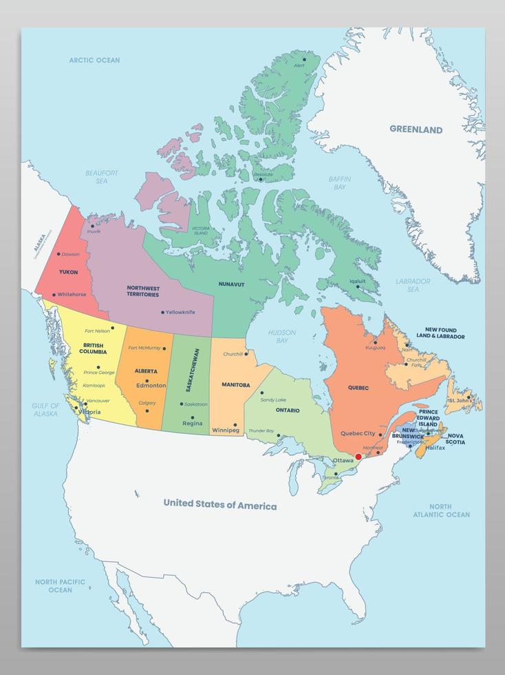 land kaart van Canada met omgeving borders vector