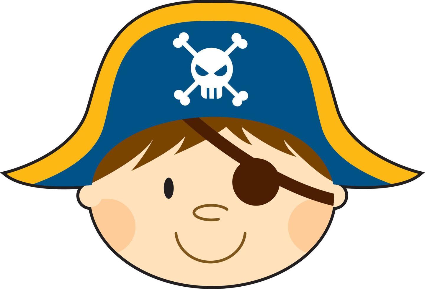 schattig tekenfilm roekeloos piraat gezagvoerder met ooglapje vector