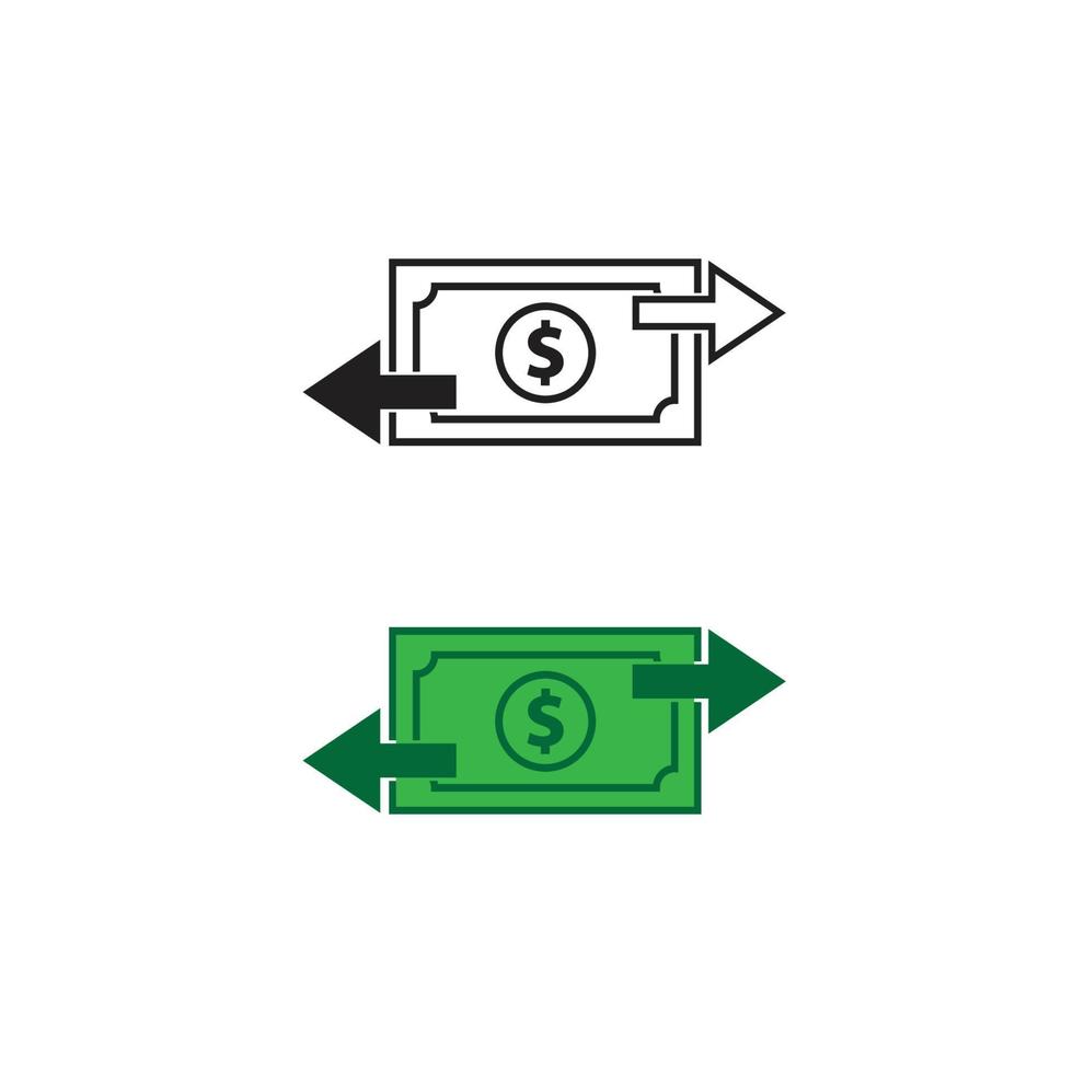 geld dollar logo icoon illustratie kleurrijk en schets vector