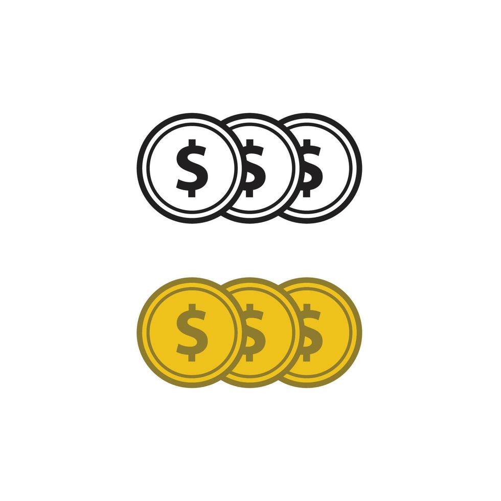 geld dollar munt logo icoon illustratie kleurrijk en schets vector