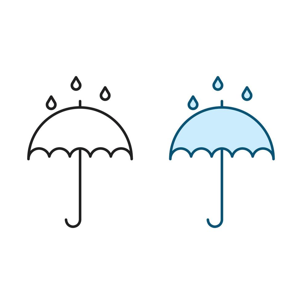 paraplu logo icoon illustratie kleurrijk en schets vector