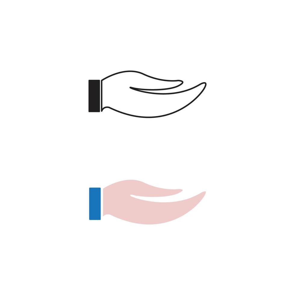 hand- palm logo icoon illustratie kleurrijk en schets vector