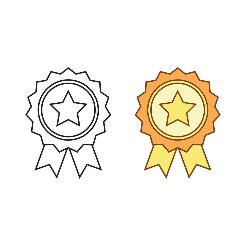insigne ster logo icoon illustratie kleurrijk en schets vector