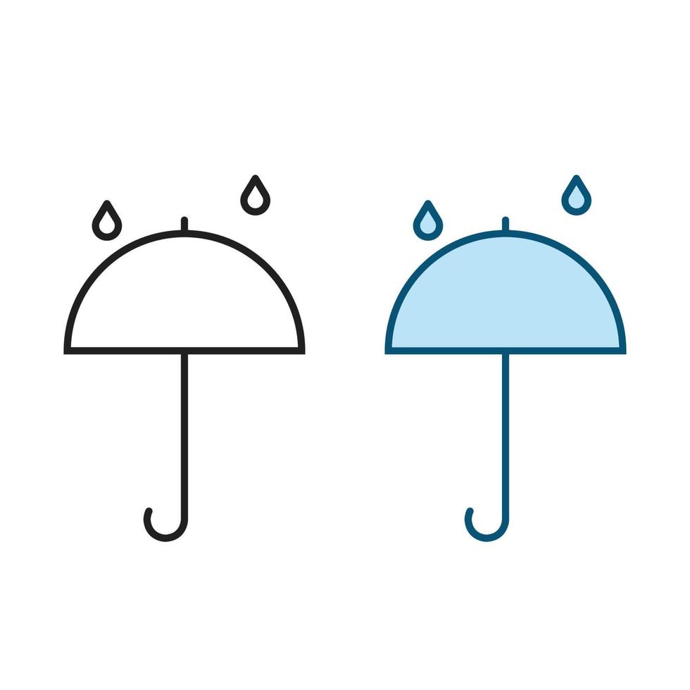 paraplu logo icoon illustratie kleurrijk en schets vector