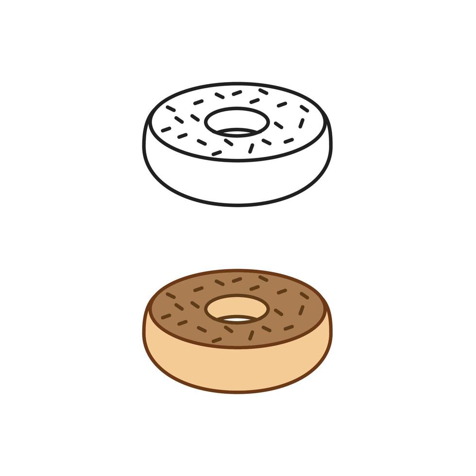 donuts logo icoon illustratie kleurrijk en schets vector