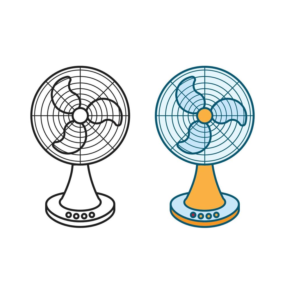 bureau ventilator logo icoon illustratie kleurrijk en schets vector