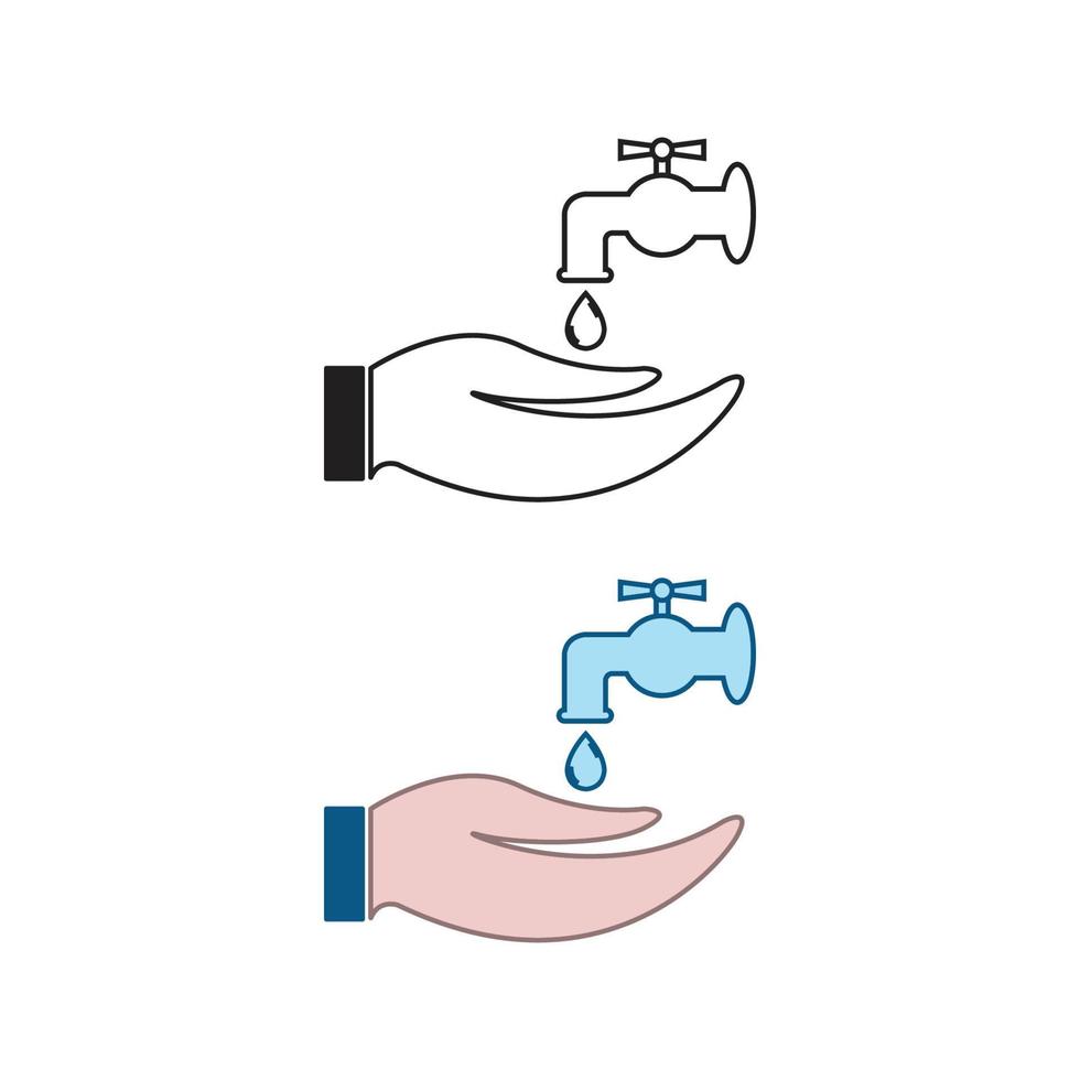 hand- wassen logo icoon illustratie kleurrijk en schets vector