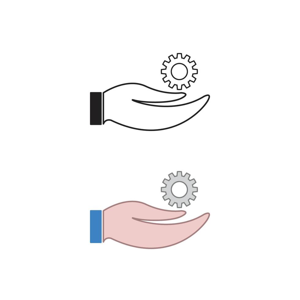 hand- uitrusting logo icoon illustratie kleurrijk en schets vector
