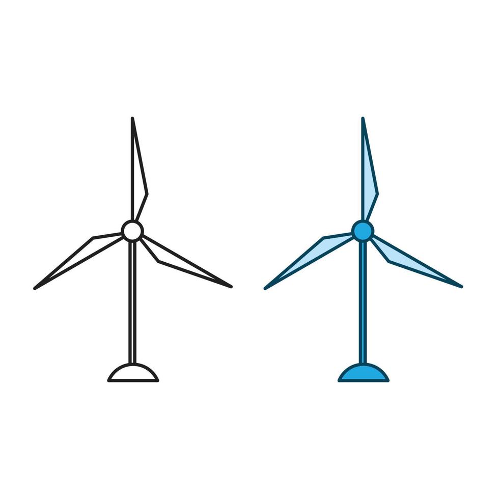 windmolen propeller logo icoon illustratie kleurrijk en schets vector