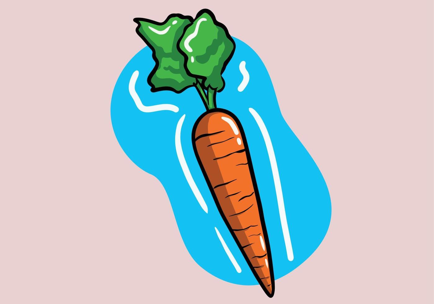 hand- getrokken wortel met bladeren. tekenfilm wortel vector. vector