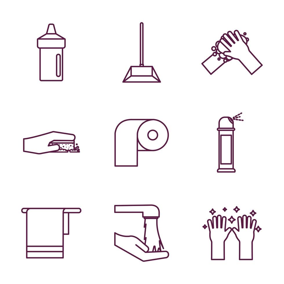 schoonmaak service icon set vector