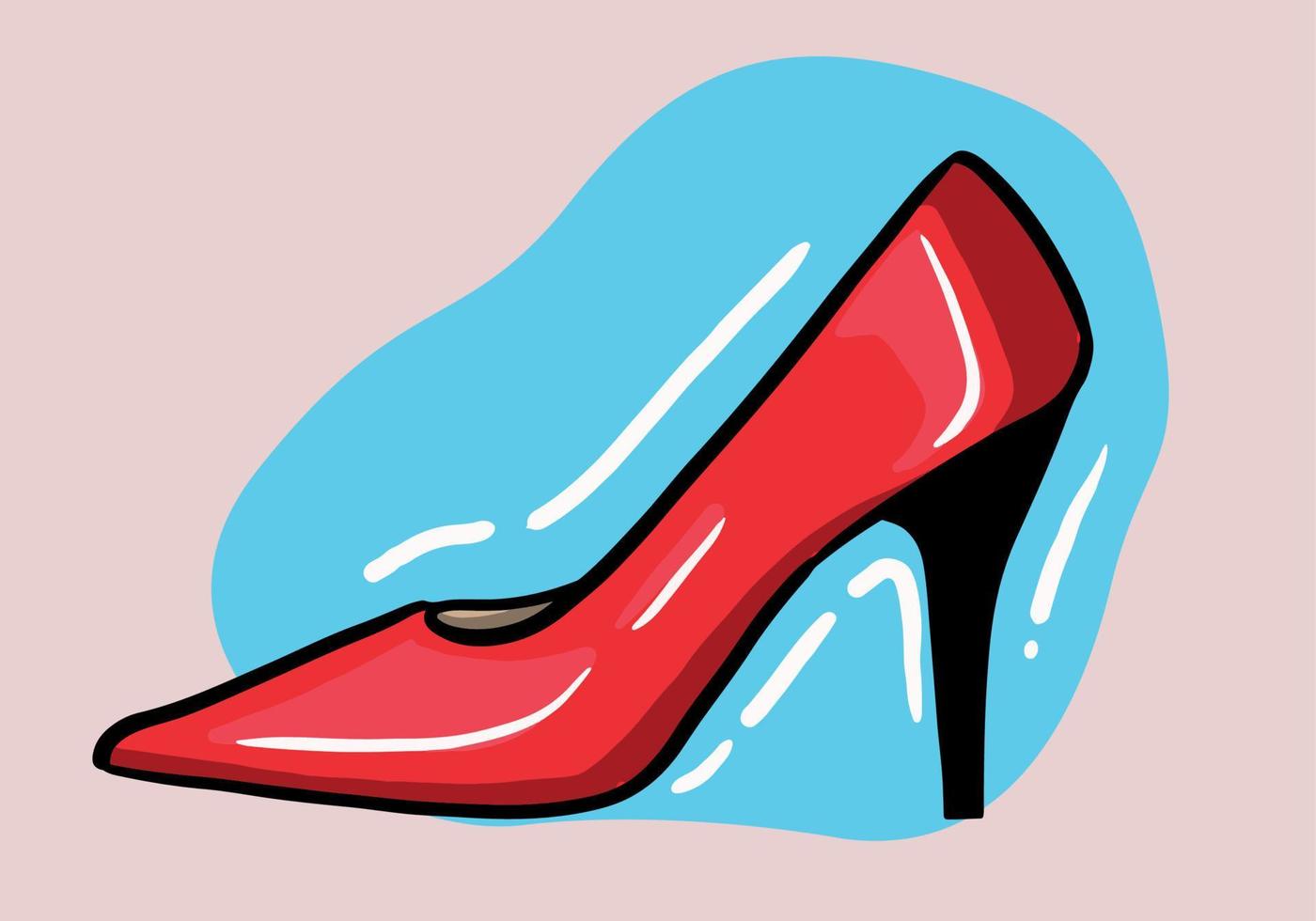 hand- getrokken vector illustratie van elegant modieus rood vrouwen schoen met hoog hiel- geïsoleerd Aan achtergrond