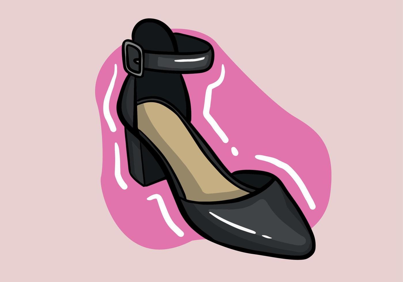 hand- getrokken vector illustratie van elegant modieus zwart vrouwen schoen met hoog hiel- geïsoleerd Aan achtergrond