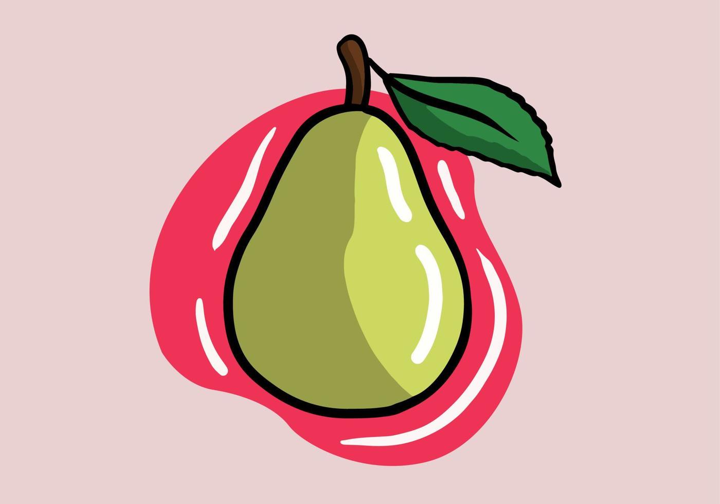 hand- getrokken groen kleurrijk Peer fruit icoon geïsoleerd Aan achtergrond. tekenfilm vlak ontwerp. vector