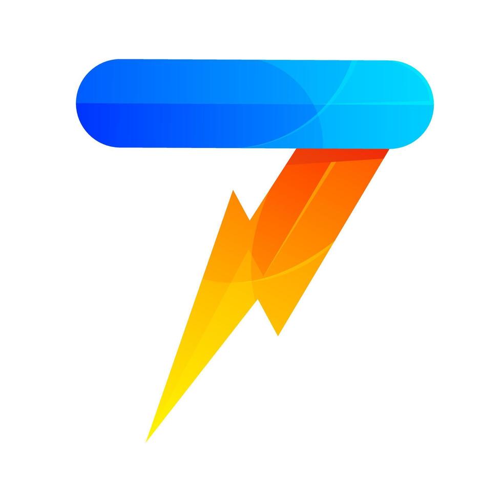 aantal 7 en bliksem kleurrijk logo vector