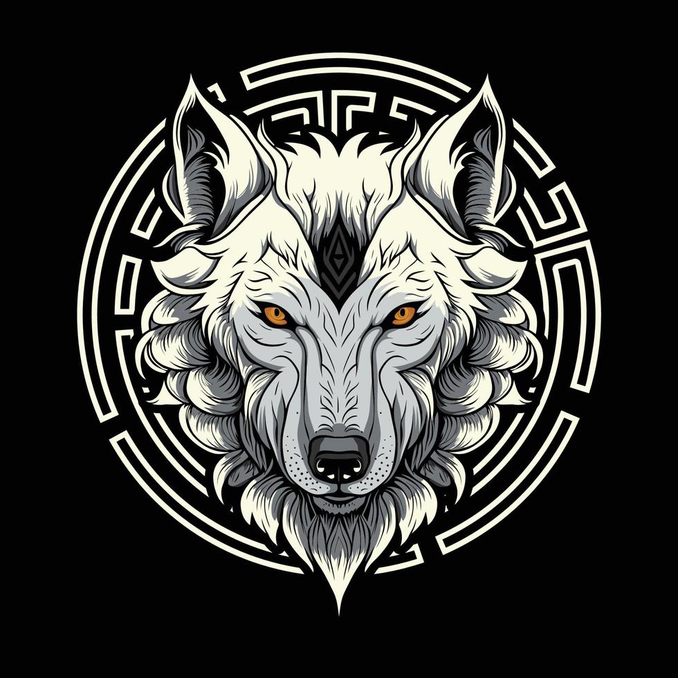 geweldig boos wolf logo ontwerp vector