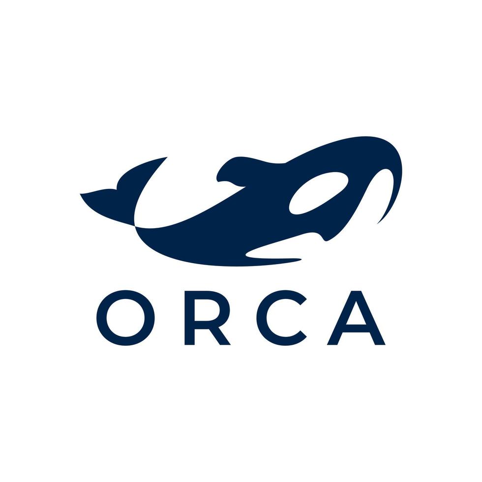 orka walvis zee zwart en wit logo vector sjabloon