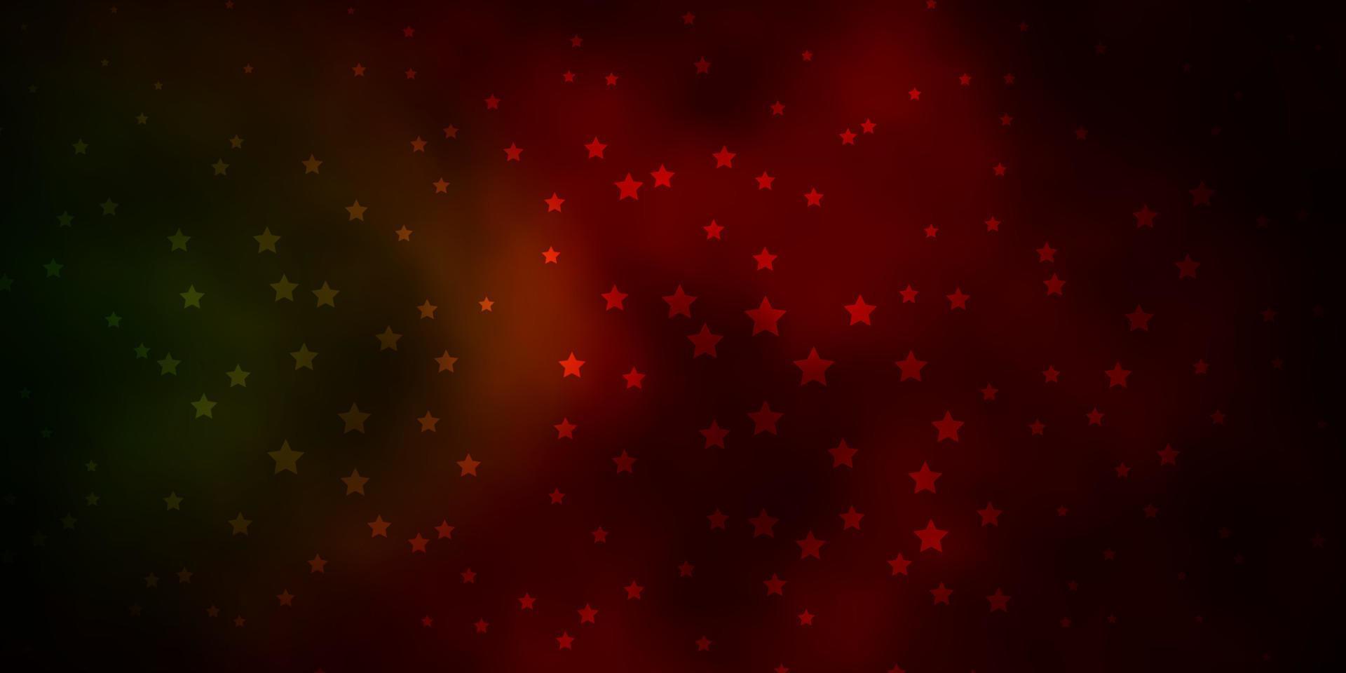 donkergroene, rode vectorlay-out met heldere sterren. vector