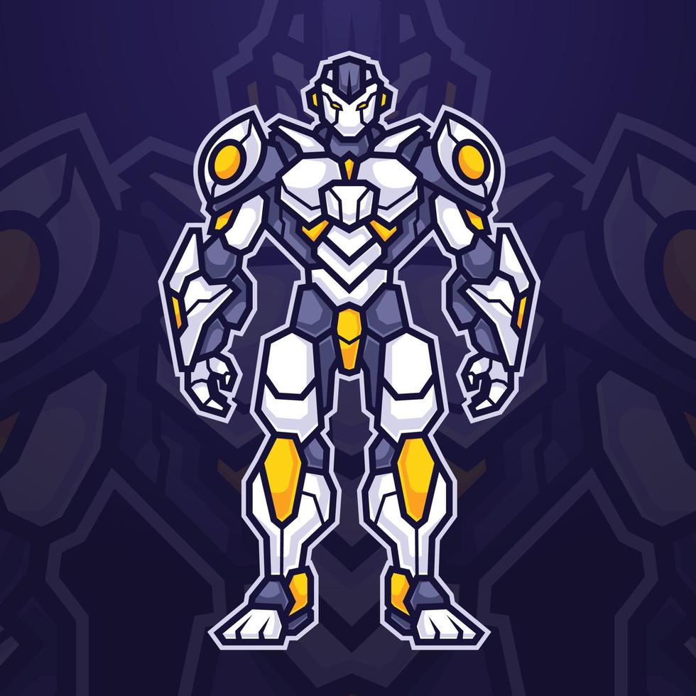 futuristische cyborg robot mascotte karakter voor e-sport of gaming team logo vector