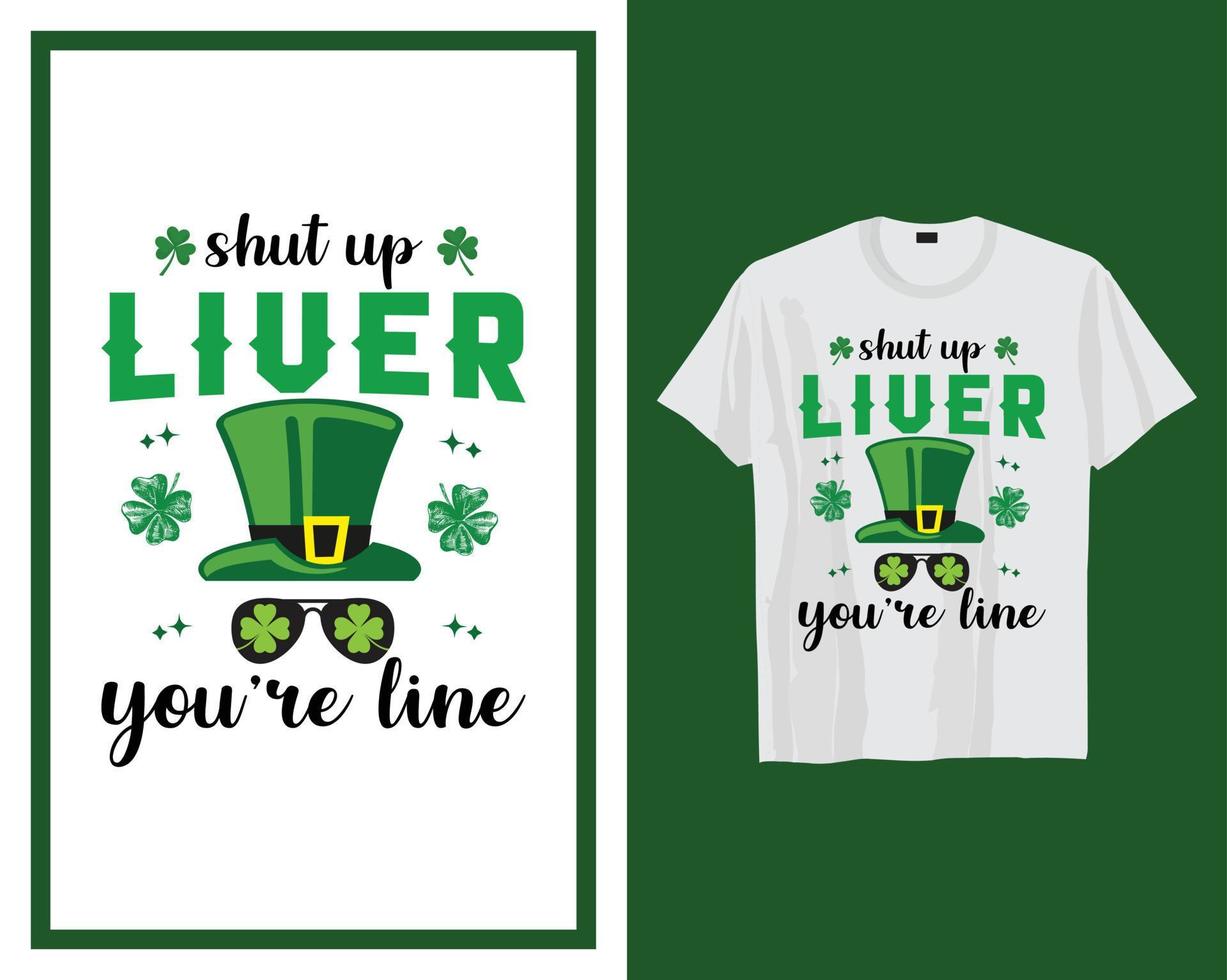 shut omhoog verlater st Patrick dag t overhemd typografie ontwerp vector illustratie