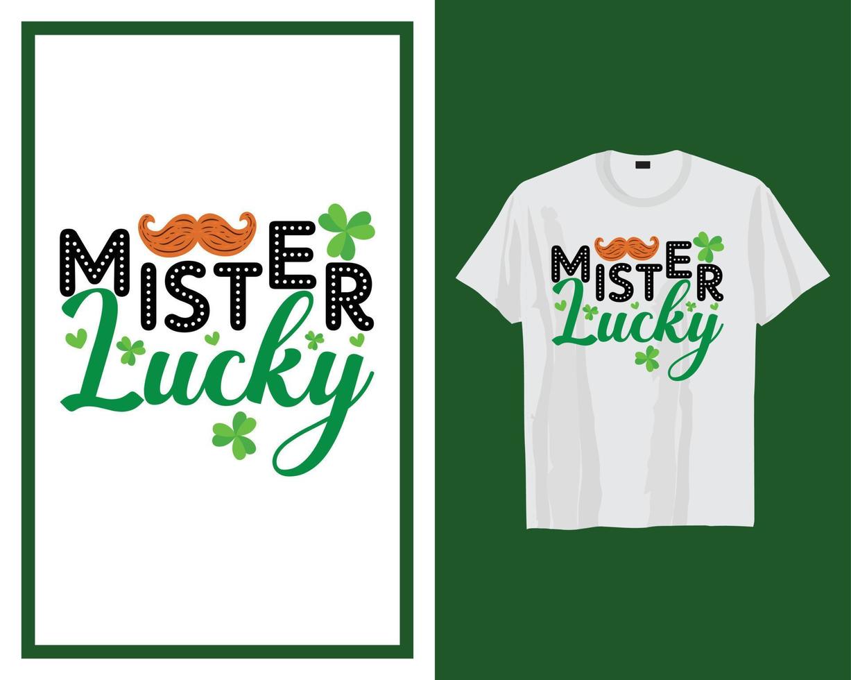meneer Lucky st Patrick dag t overhemd typografie ontwerp vector illustratie