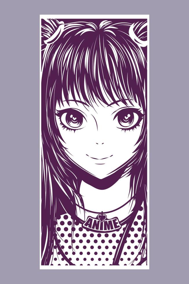 schattig meisje in anime stijl. vector