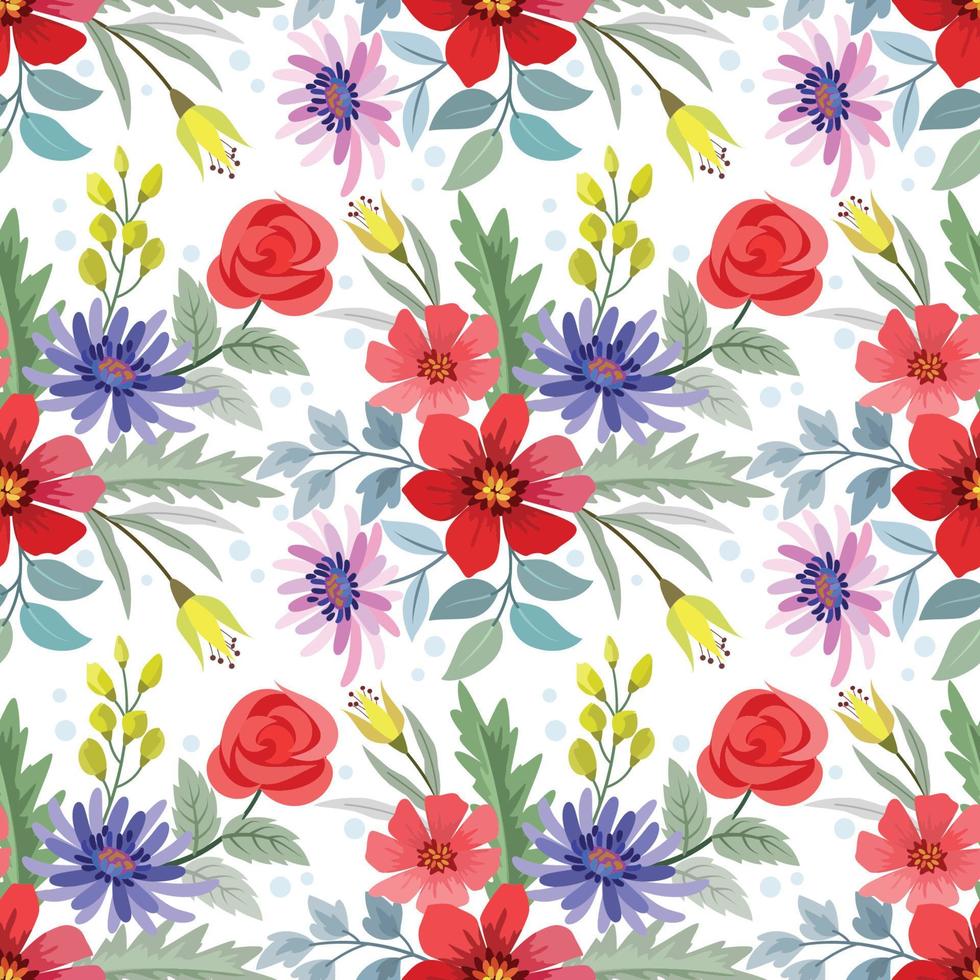 kleurrijke hand tekenen bloemen naadloos patroon vector