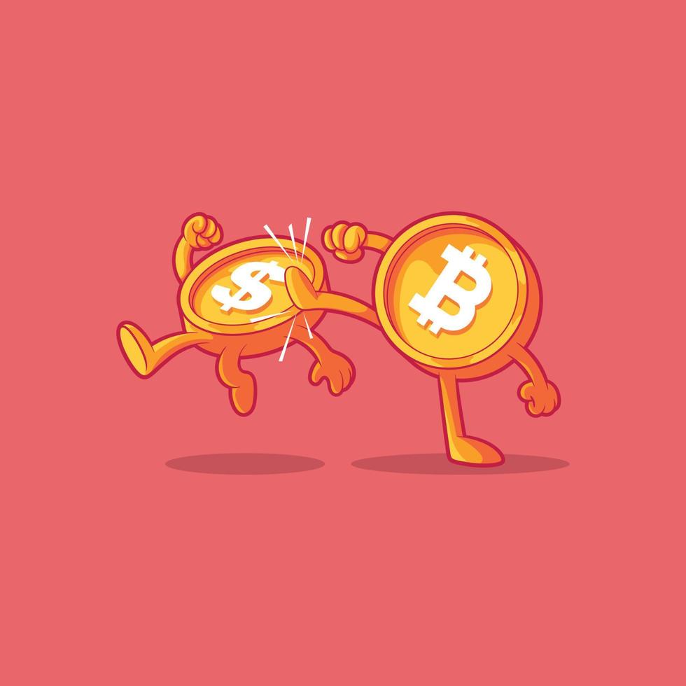 crypto munt vechten een geld munt vector illustratie. financiën, cryptogeld, economie ontwerp concept.