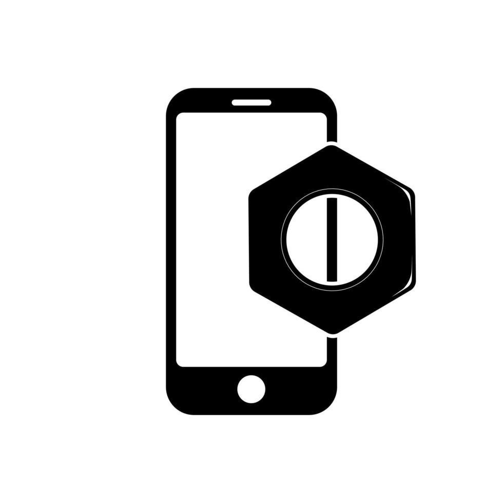 telefoon met moer gereedschappictogram symbool voor app en web vector