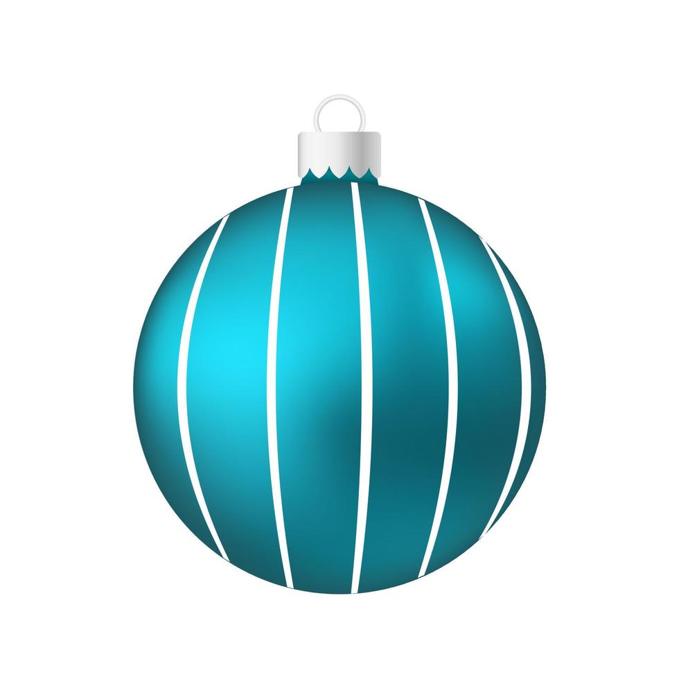 aqua blauwe kerstboom speelgoed of bal volumetrische en realistische kleurenillustratie vector