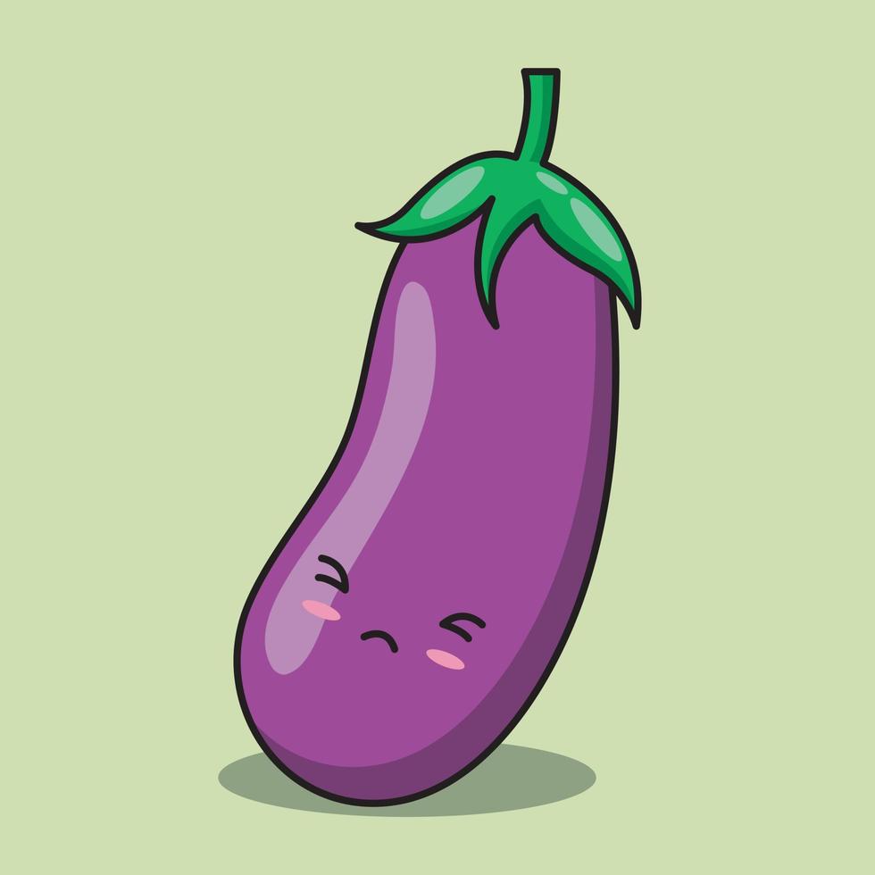 arvector schattig aubergine groente karakter. groente kawaii vector